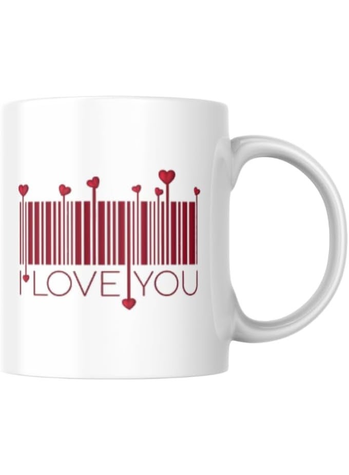 Romantic Printed Ceramic Mug for Valentine’s Day – Elegant Coffee Cup Gift – Suitable for Home & Office Use